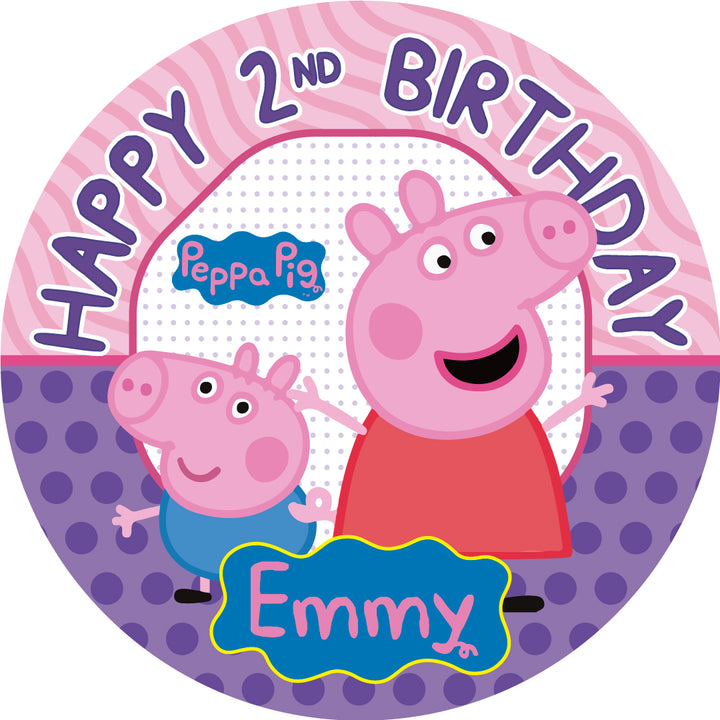Peppa Pig Edible Cake Toppers Round