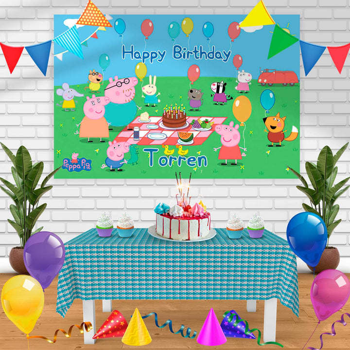 peppa3 Birthday Banner Personalized Party Backdrop Decoration
