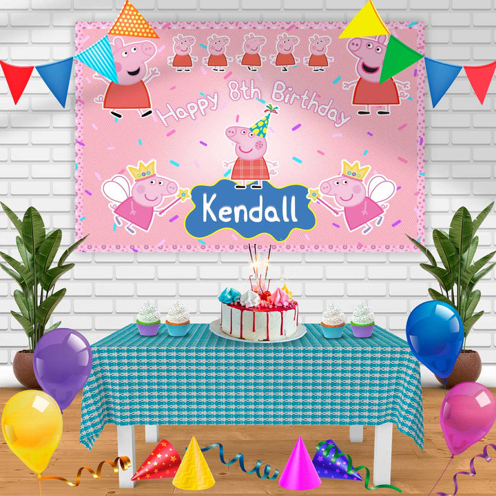 Peppa Pig 2 Birthday Banner Personalized Party Backdrop Decoration