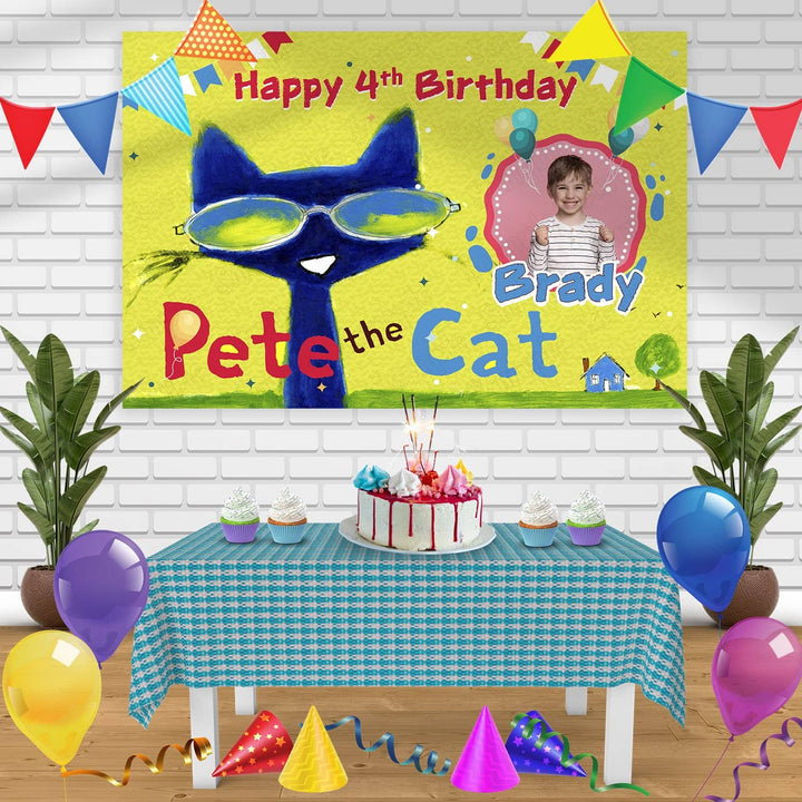 Pete The Cat Frame Birthday Banner Personalized Party Backdrop Decoration