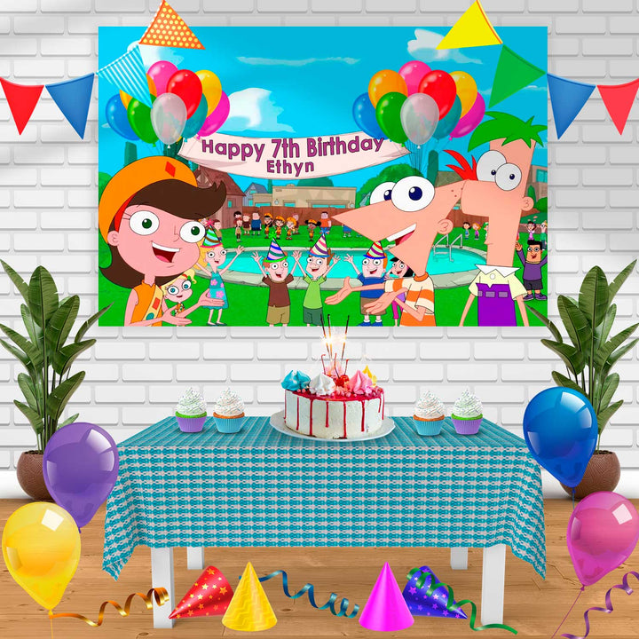 phineas and ferb Birthday Banner Personalized Party Backdrop Decoration