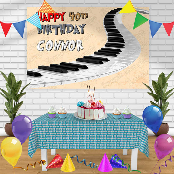 Piano Birthday Banner Personalized Party Backdrop Decoration