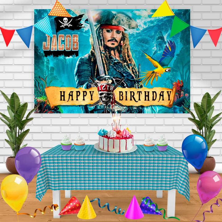 Pirates of the Caribbean Birthday Banner Personalized Party Backdrop Decoration