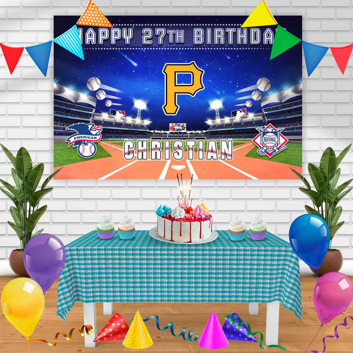 Pittsburgh Pirates Birthday Banner Personalized Party Backdrop Decoration