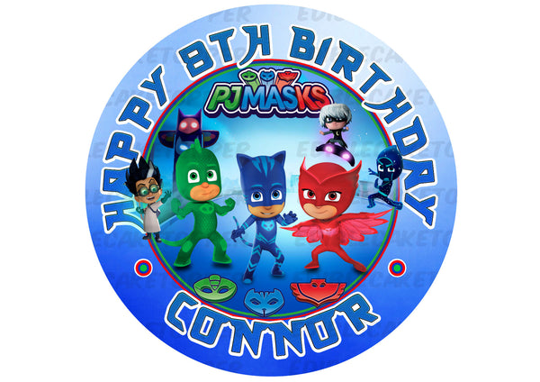 PJ Masks Catboy Owlette Gekko Edible Cake Toppers Round