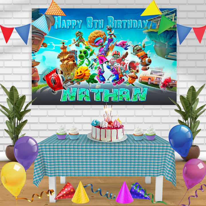 Plants vs Zombies 2 Birthday Banner Personalized Party Backdrop Decoration