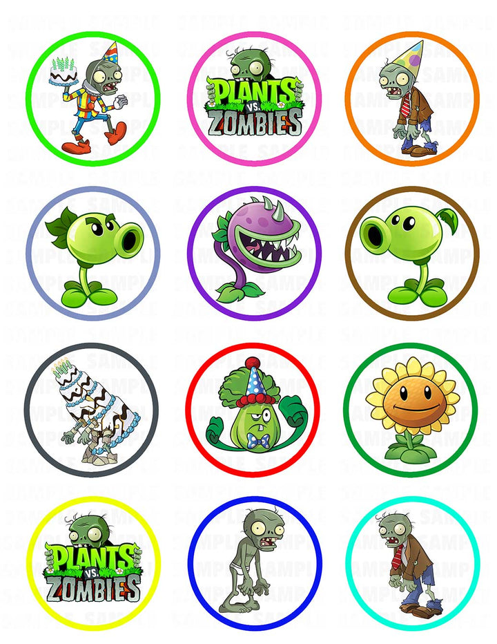 Plants Vs Zombies CC Edible Cupcake Toppers