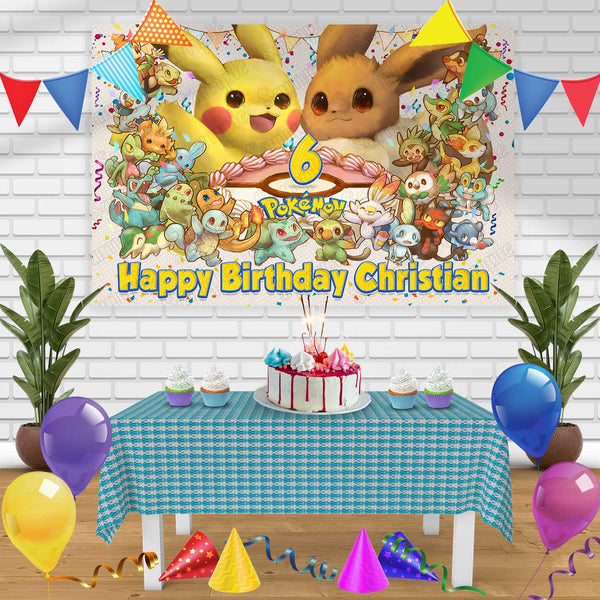 Pokemon b Birthday Banner Personalized Party Backdrop Decoration