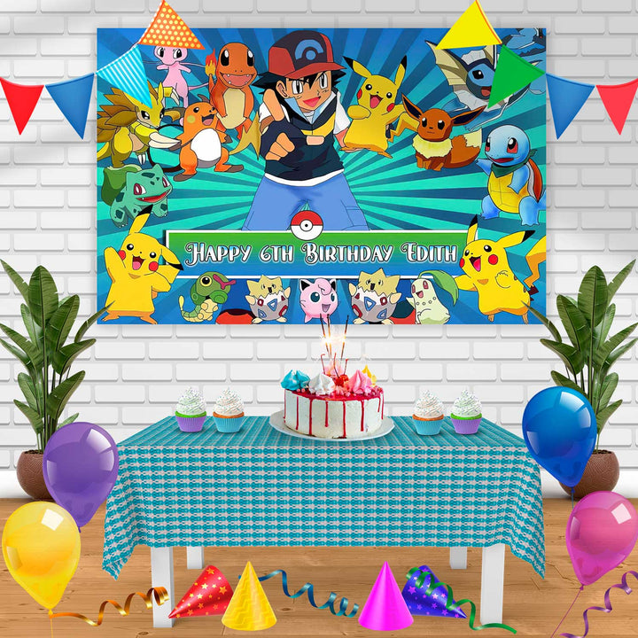 Pokemon Lp Birthday Banner Personalized Party Backdrop Decoration
