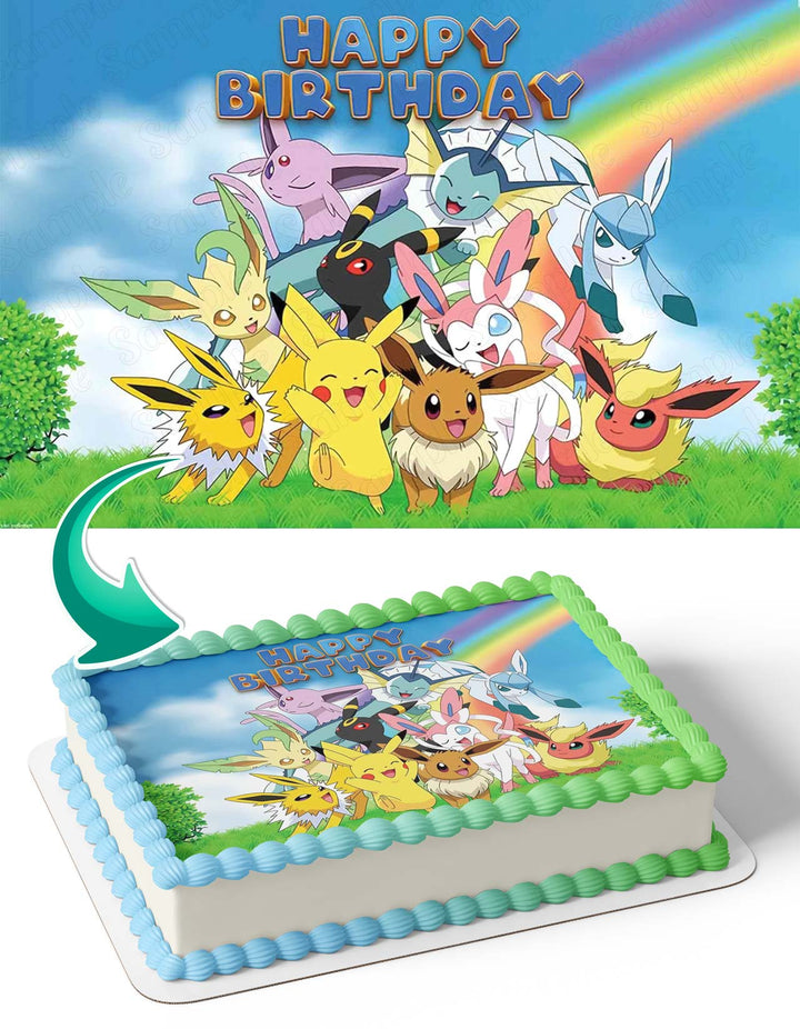 Pokemon Anime Cards RB Edible Cake Toppers