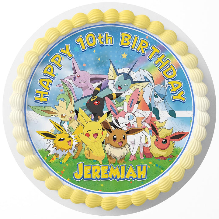 Pokemon Anime Cards RB Rd Edible Cake Toppers Round