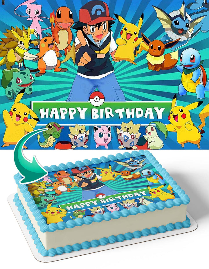 Pokemon Ash Pikachu Kids Fans Edible Cake Toppers