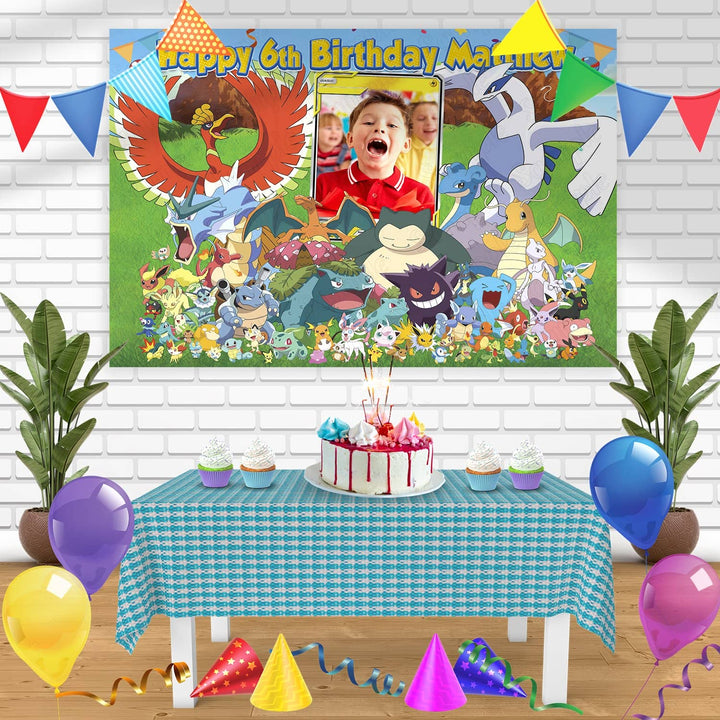 Pokemon Frame Birthday Banner Personalized Party Backdrop Decoration