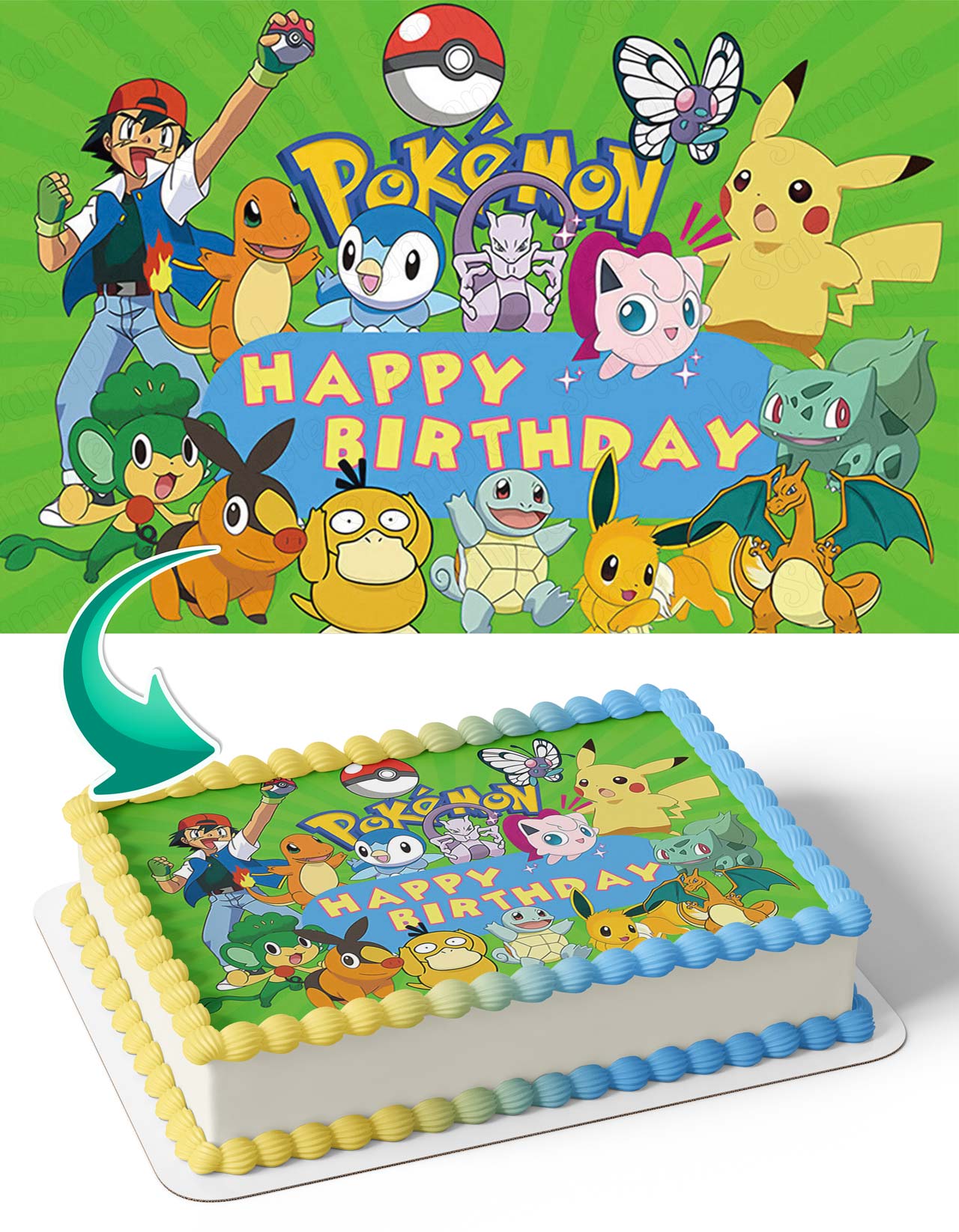 Pokemon Pokeball Anime Cards GB Edible Cake Toppers – Ediblecakeimage