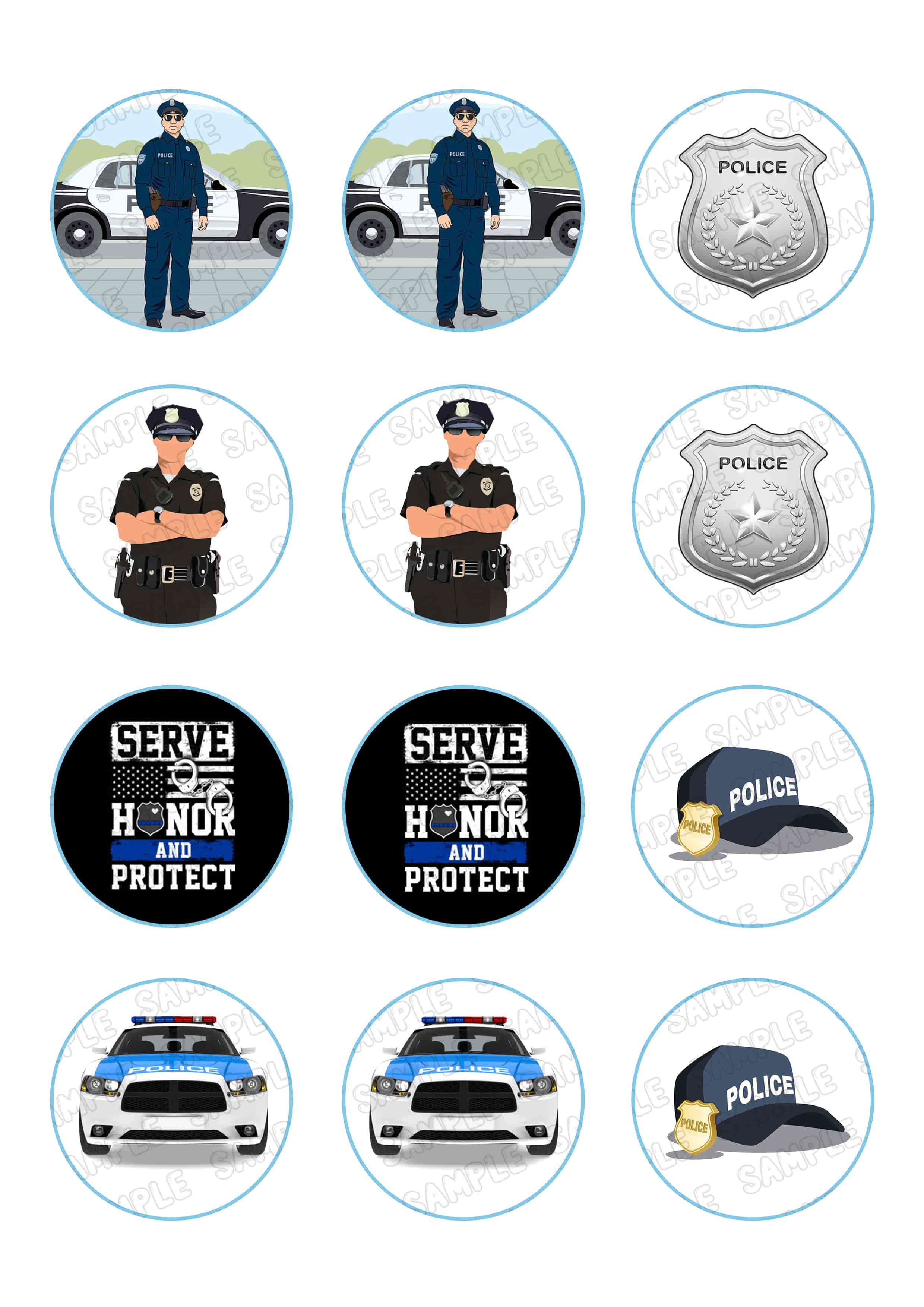 Police Edible Cupcake Toppers – Ediblecakeimage