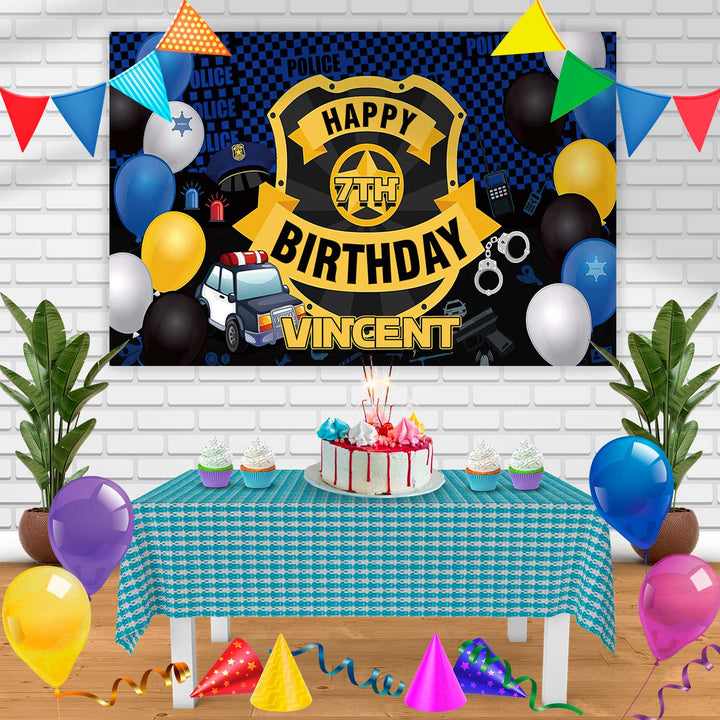 Police Kl Birthday Banner Personalized Party Backdrop Decoration