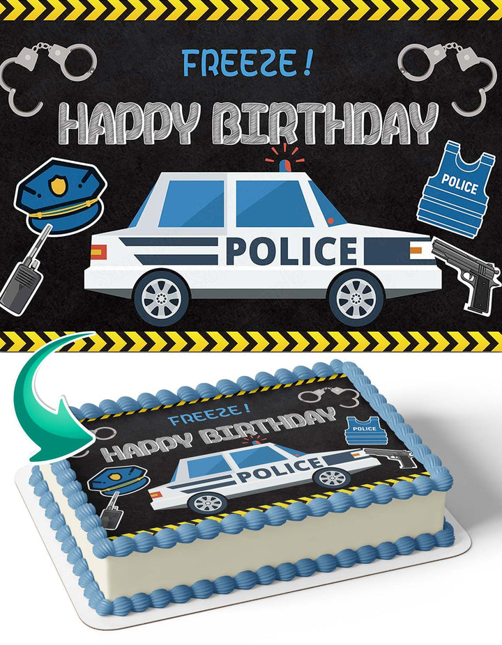 Police Law Force Blue Kids Edible Cake Toppers