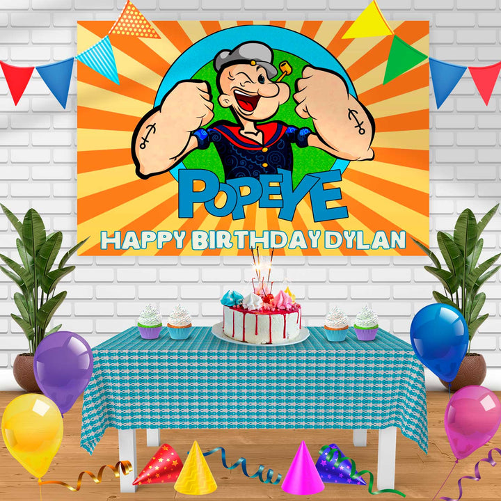 popeye Birthday Banner Personalized Party Backdrop Decoration