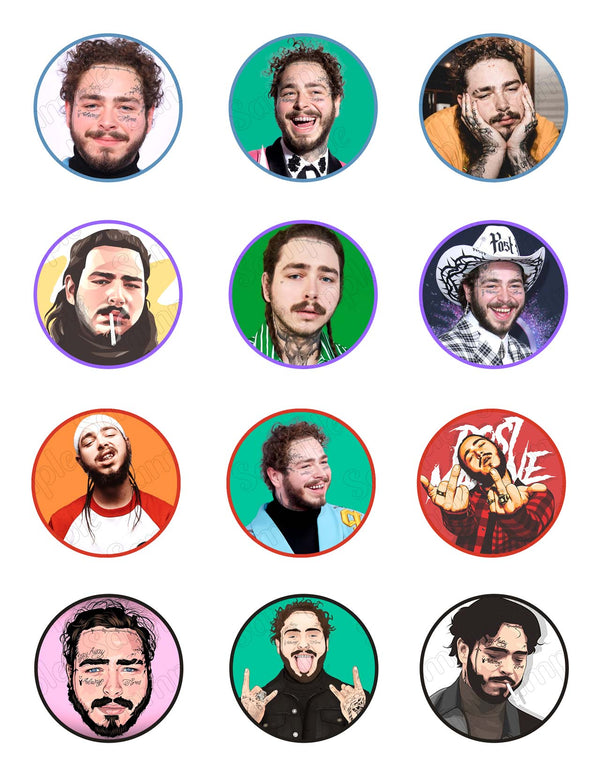 Post Malone Edible Cupcake Toppers