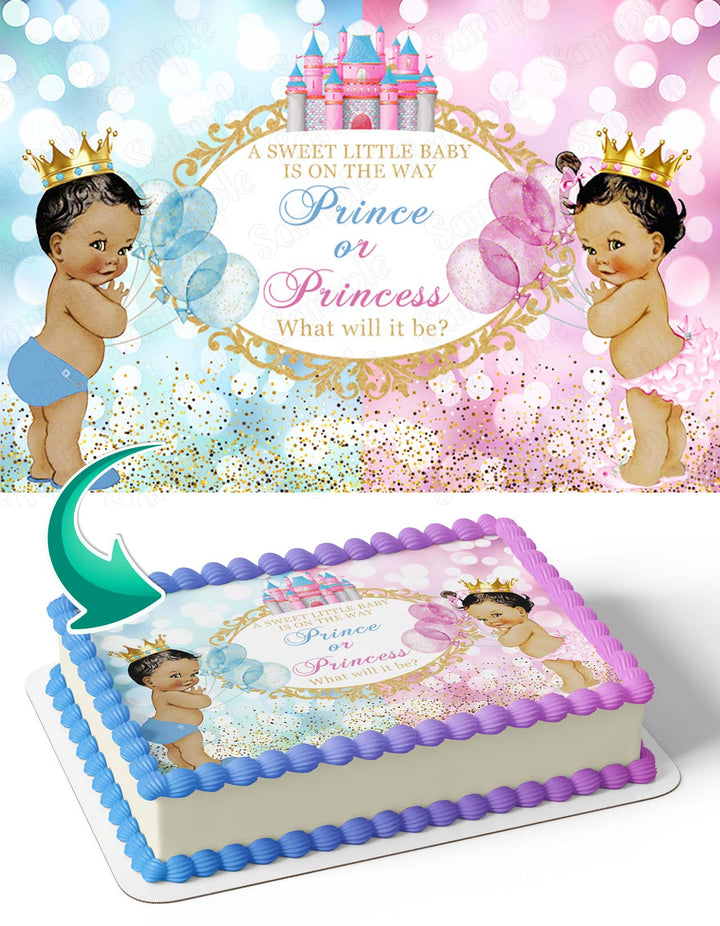 Prince or Princess What Will It Be African AmericanPOP Edible Cake Toppers