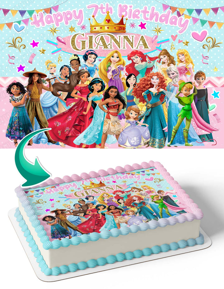 Princess Disney Girls Pink Beauty Cute Edible Cake Toppers