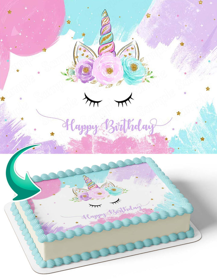 Princess Unicorn Birthday Beauty Cute Edible Cake Toppers