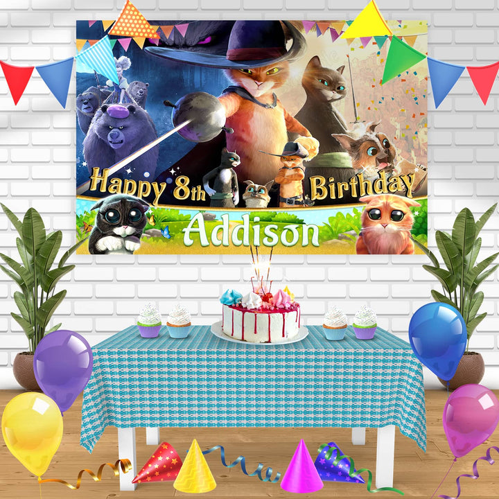 Puss in Boots The Last Wish Bn Birthday Banner Personalized Party Backdrop Decoration