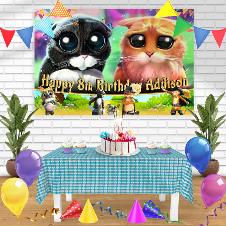 Puss in Boots The Last Wish Cuteness Overload Bn Birthday Banner Personalized Party Backdrop Decoration