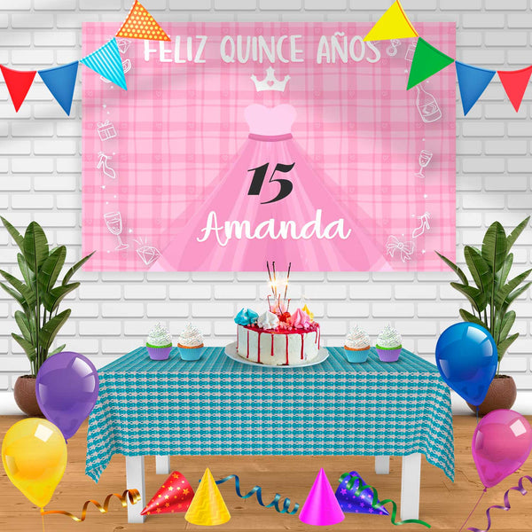 quince Birthday Banner Personalized Party Backdrop Decoration