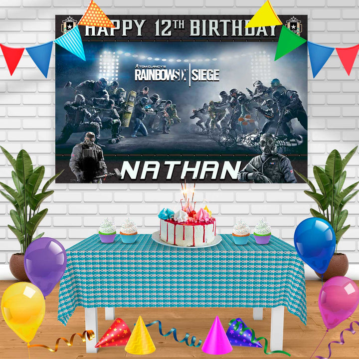 Rainbow Six Siege Birthday Banner Personalized Party Backdrop Decoration