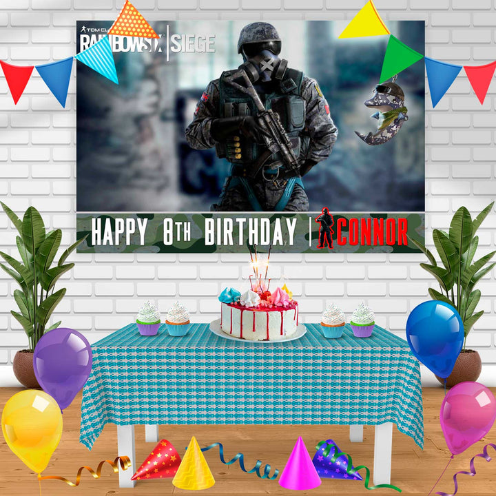 rainbow six tom calncys Birthday Banner Personalized Party Backdrop Decoration