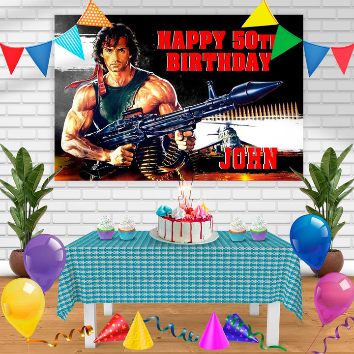 Rambo Birthday Banner Personalized Party Backdrop Decoration