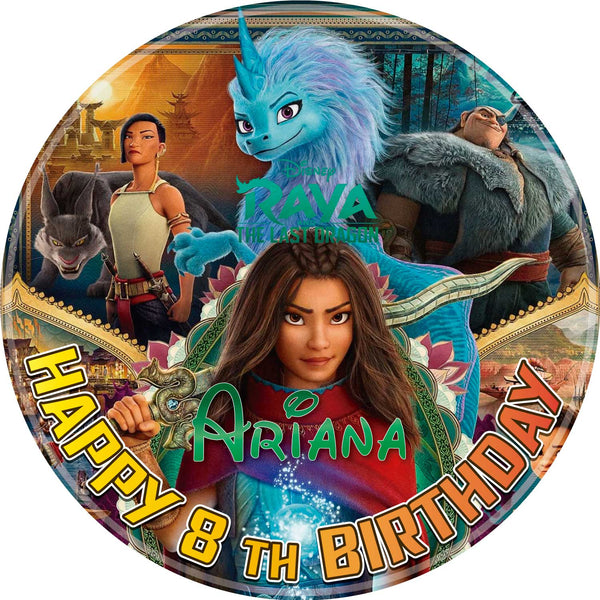 Raya And The Last Dragon Edible Cake Toppers Round