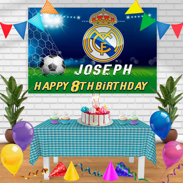 Real Madrid 2020 2 Birthday Banner Personalized Party Backdrop Decoration
