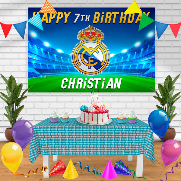 Real Madrid 2020 Birthday Banner Personalized Party Backdrop Decoration