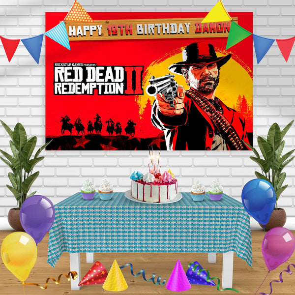 Red Dead Redemption 2 Birthday Banner Personalized Party Backdrop Decoration