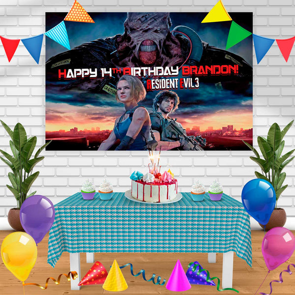 Resident Evil 3 Birthday Banner Personalized Party Backdrop Decoration