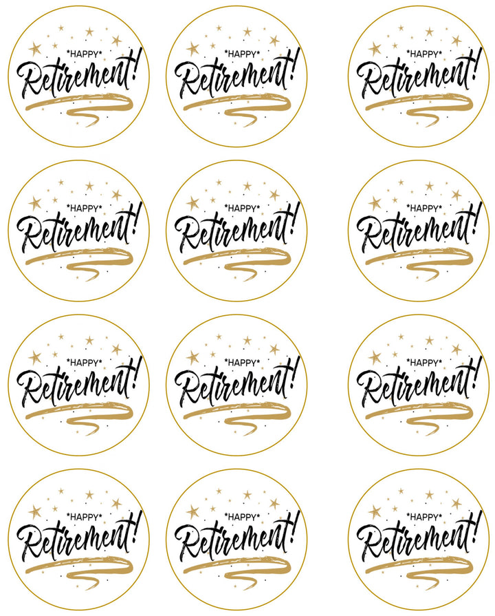 retirement gold scaled Edible Cupcake Toppers