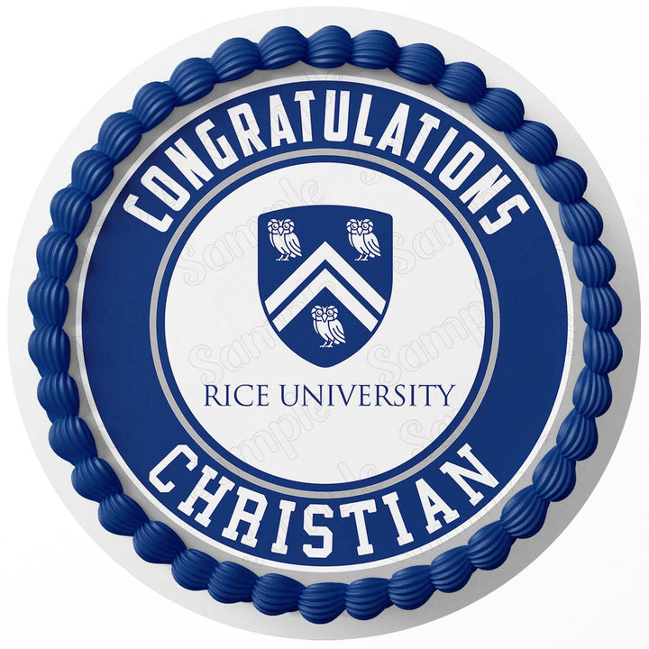 Rice University Edible Cake Toppers Round