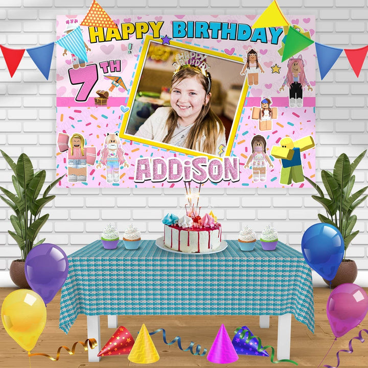 Roblox Frame Girls Birthday Banner Personalized Party Backdrop Decoration