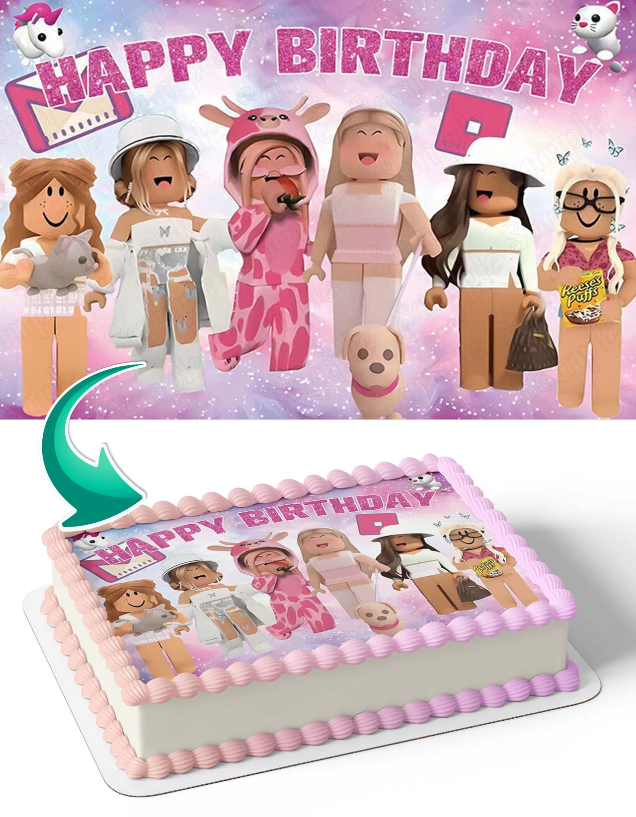 Roblox Girls PB Edible Cake Toppers – Ediblecakeimage