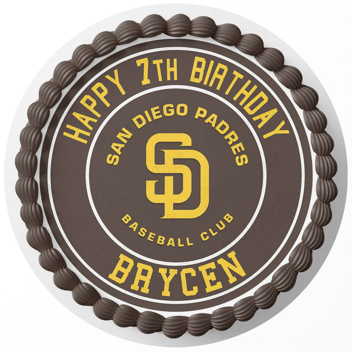 Sandiego Padres Brown Edible Cake Toppers Round