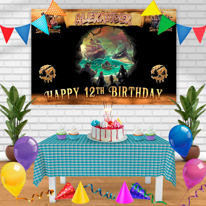 Sea Of Thieves Birthday Banner Personalized Party Backdrop Decoration