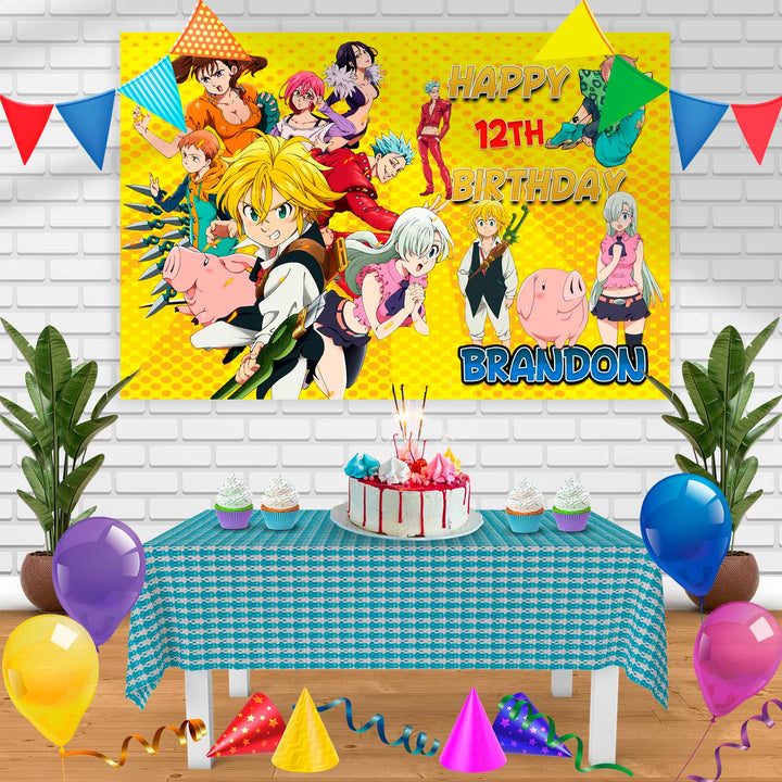 Seven deadly sins Birthday Banner Personalized Party Backdrop Decoration