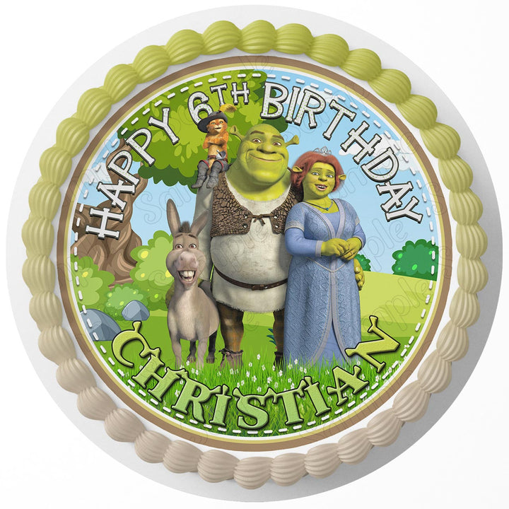 Shrek Rd Edible Cake Toppers Round