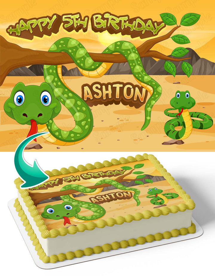 Snake kids Birthday Edible Cake Toppers