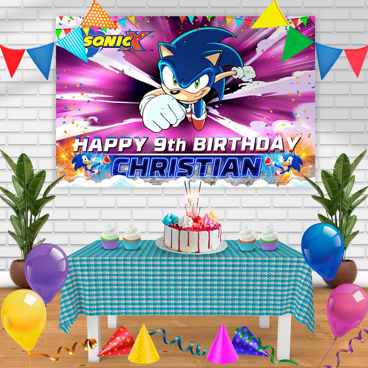 Sonic X B Birthday Banner Personalized Party Backdrop Decoration