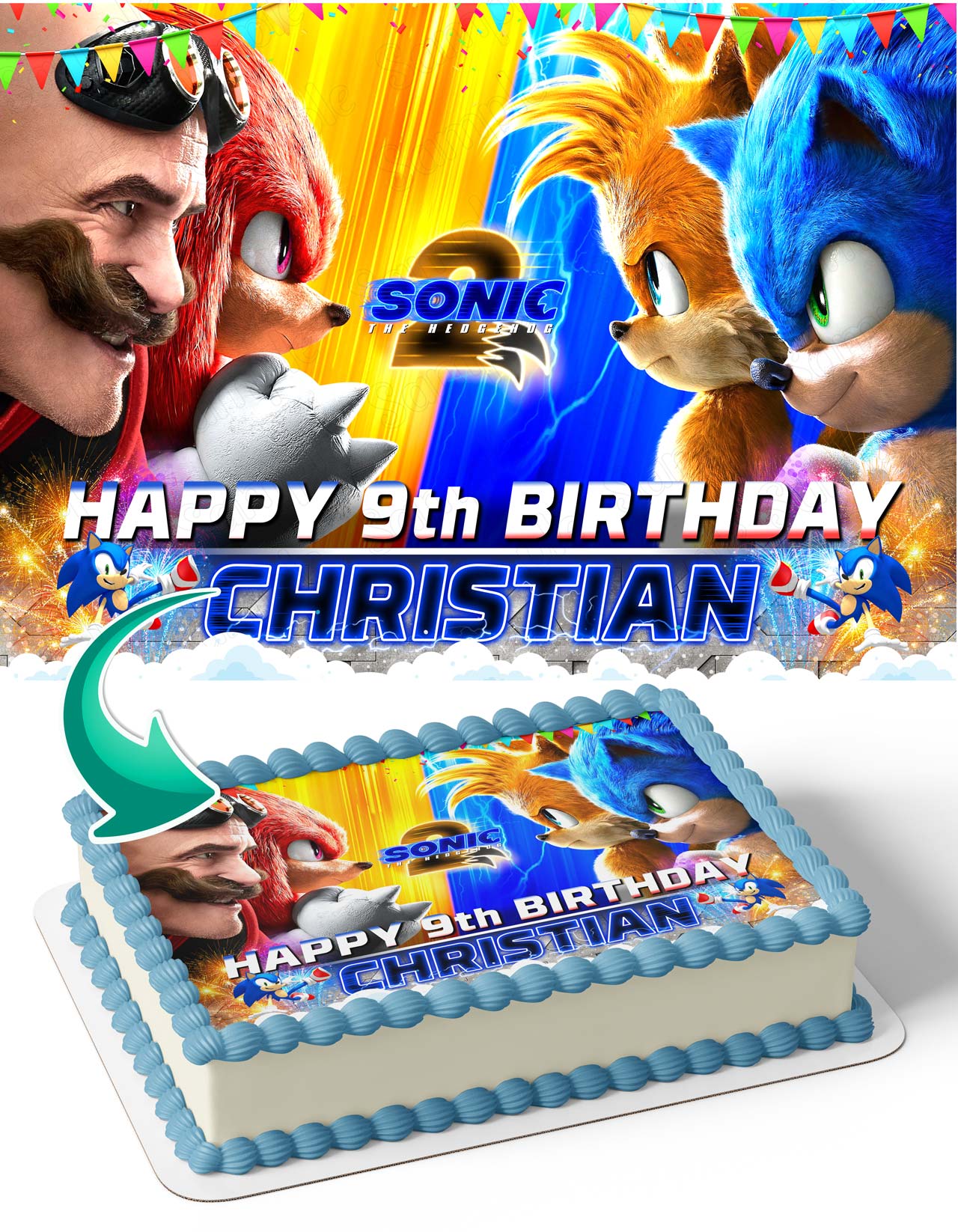 Sonic Headhog Movie MV Edible Cake Toppers – Ediblecakeimage