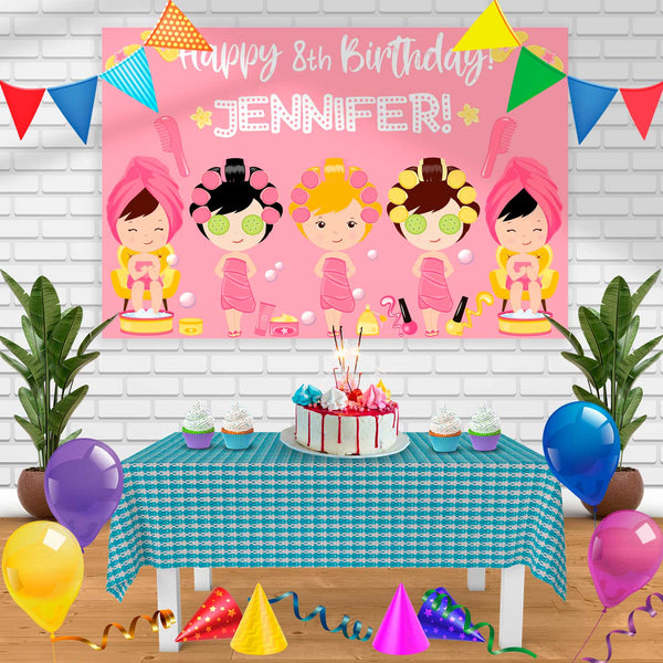 SPA DAY Birthday Banner Personalized Party Backdrop Decoration