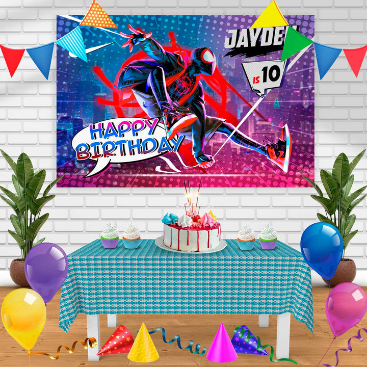 Spider Man Into the Spider Verse Birthday Banner Personalized Party Backdrop Decoration